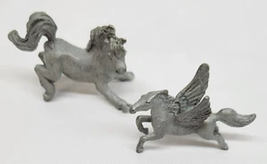 Vtg Rawcliffe Fine Pewter Miniature Unicorn and Pegasus - Picture 1 of 5
