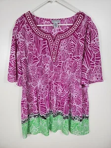 Catherines Plus Size 2X Multi Colored Short Sleeve Shirt Womens - Picture 1 of 9