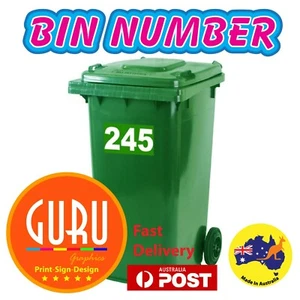 Rubbish Bin | House Number | Letter Box Sticker | Number Sticker | Vinyl Sticker - Picture 1 of 3
