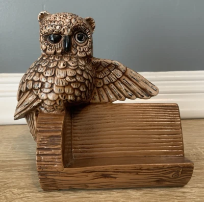 Portatarjetas de visita vintage de cerámica Owl de Scioto Ceramic Products 1976 Foto 1 de 4