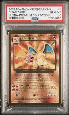 Pokémon Celebrations UPC CHARIZARD Gold Metal Card Promo #4/102 PSA 10 Gem Mint - Image 1 of 2