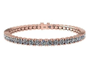 Rose Gold Plated 925 Sterling Silver 7" Tennis Bracelet With 21.60 CTTW Zirconia - Picture 1 of 6