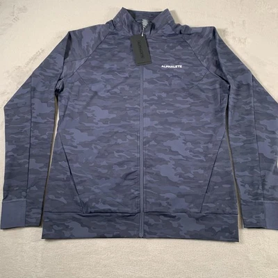 Alphalete Jacket Mens XL Blue Camo Full Zip Premium Athletic Track Lightweight - Image 1 of 4