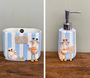 NEXT Seagull Toothbrush Tidy Holder & Soap Dispenser Gulls Just Wanna Have Fun - Picture 1 of 5
