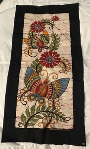 "Mariposas BOHO Vintage SARVODAYA BATIK 12"" X 24"" sin marco" - Imagen 1 de 11