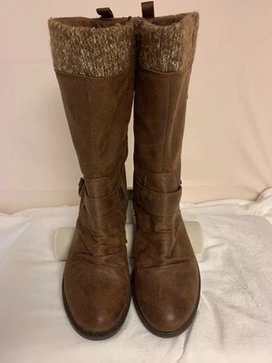 Baretraps Wylla женские ботинки размер 8 М искусственно состаренный коричневый вязаный манжеты середины икры новый без коробки - Изображение 1 из 4