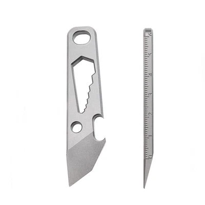 Mini Titanium Keychain Multi Tool Pry Bar EDC Crowbar Wrench Ruler Bottle Opener - Image 1 of 4