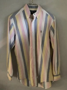 Camisa De Colección Polo Ralph Lauren Hombres Talla XL Multi Pastel Rayas Algodón Abotonada - Imagen 1 de 4