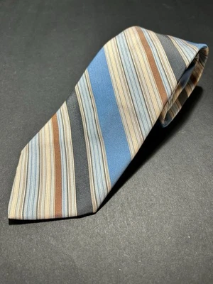 Corbata Britannia Vintage Años 70 - Corbata Ancha Rayas Inclinadas, Ropa Retro Hombre Azul Rosa Foto 1 de 4