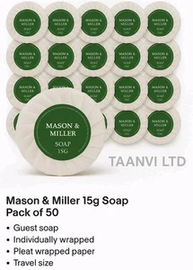 Mason & Miller Guest Soap 50 x 15g - Individually Wrapped, Ideal for Hotels BNB - Picture 1 of 1