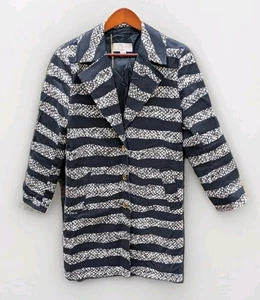 Chaqueta Abrigo Michael Kors Mujer Mediana Negra Beige Dorado Estampado Animal Rayas - Imagen 1 de 7