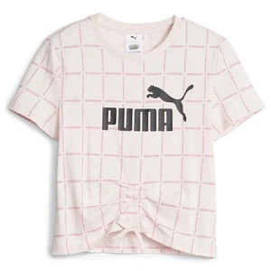 PUMA AllOver Print Logo Crew Neck Short Sleeve T-Shirt X Sb Youth Girls Pink Cas - Picture 1 of 2