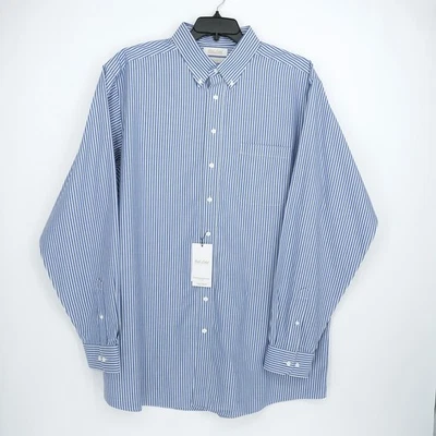 Camisa Roundtree Yorke Etiqueta Dorada 18.5-38/39 ALTA Azul Blanco Rayas Sin Hierro Nueva con Etiquetas Foto 1 de 4