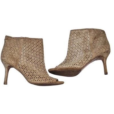 Nine West NWGlyn Botines Tacones Gamuza Tostada Perforados Punta abierta 9M Foto 1 de 4