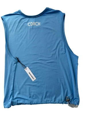 超棒教练礼物 - 定制背面“教练”坦克零售 $30,尺寸中号,天蓝色 - 全新 — 第 1/4 张图片
