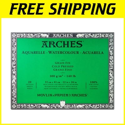 Bloque de papel de acuarela prensa en frío grado artista 12" x 16" - 20 hojas, pH neutro Foto 1 de 4