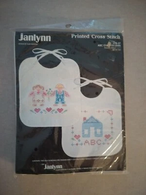 11x9" ABC Country Bibs Cross-stitch Kit Design & Pattern 1987 Vintage Janlynn - Image 1 of 2
