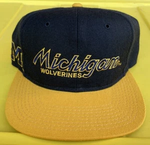NWOT Vintage 90s Michigan Wolverines Sports Specialties Script SnapBack Hat Cap - Picture 1 of 11