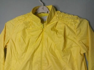 VTG Bomber Jacket Women 9/10 Yellow Ruffle Sleeve USA Members Only Style 80s Y2K - Picture 1 of 17