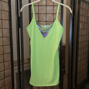 BLUMIN VERDE NEÓN CORREA ESPAGUETI CAMISETA SIN MANGAS CORTE LÁSER TIE DYE DETALLE Pequeña NUEVA - Imagen 1 de 10