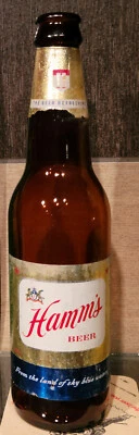 BOTELLA DE CERVEZA HAMMS DÉCADA DE 1950 CON ETIQUETA DE CUELLO HAMM'S BREWING ST PAUL MINNESOTA Foto 1 de 4