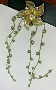 Vintage Gold Crystal Rhinestone Diamante Flower Hair Clip Pins Wedding Comb 1980 - Picture 1 of 9