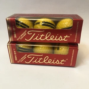 Paquetes de pelotas de golf Titleist vintage amarillas 384 DT (2), nuevas en total 6 pelotas de golf T003 - Imagen 1 de 7