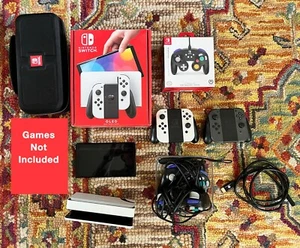 Nintendo Switch OLED Bundle - 2 GC Controllers, 4 Joy-cons, Case, Original Box! - Picture 1 of 10