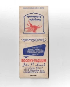 SOCONY VACUUM, GARGOYLE LUBRICANTS, MOBIL PEGASUS, Advertising Matchbook Cover - Picture 1 of 3
