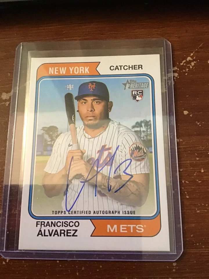 Francisco Alvarez 2023 Topps Heritage RC Auto Mets Real One Autograph - Image 1 of 1