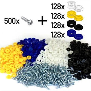 1000x Number plate Car Fixing Fitting KIT Screws & White Yellow Black Blue Caps - Picture 1 of 6