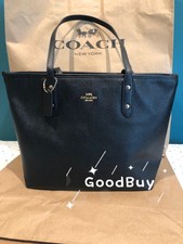 NWT Coach F58846 City Zip Tote In Crossgrain Leather Handbag Black Gold Hardware