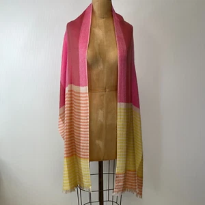 Vineyard Vines Scarf Women Merino Wool 82x19 Shawl Fringe Marthas Resort Core Go - Picture 1 of 11