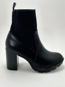 Catherine Malandrino Ankle Boots Women's size 7.5 Black chunky platform block - Picture 1 of 12