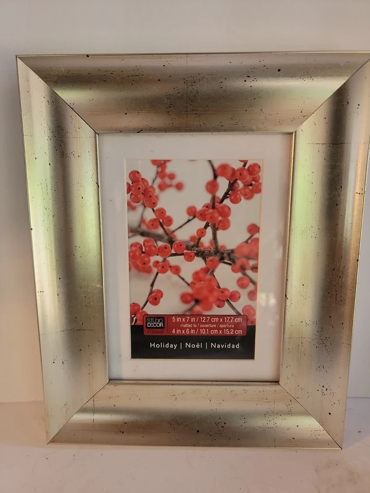  古董5英寸x7英寸装饰银色相框 — 第 1/4 张图片