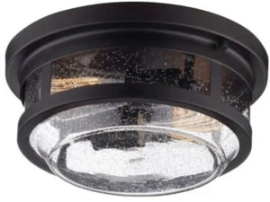 Globe Outdoor Flush Mount 2-Light Fixture Light with Clear Seeded Glass Shade - Picture 1 of 1