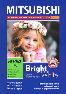 MITSUBISHI c1591 GLOSS Inkjet 150gr POTO REALISTIC PAPER 10-500 Blatt A4 A5 A6 - Afbeelding 1 van 1