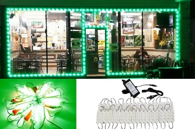 LEDUPDATES 50FT Green STOREFRONT LED LIGHT BRIGHTEST 5630 + UL Listed POWER - Image 1 of 4