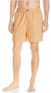 Nautica Herren Badehose Kurz Badeanzug Schnelltrocknend Kariert Orange Neu mit Etikett M - Bild 1 von 2