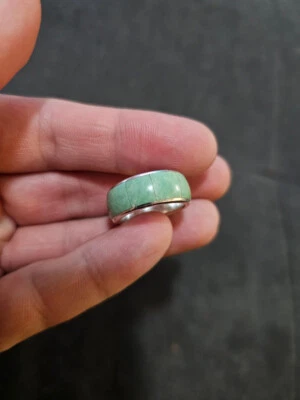 ANILLO BANDA RODOCROSITA VERDE PLATA ESTERLINA 925 PB PEYOTE PÁJARO SUNDANCE. Foto 1 de 3