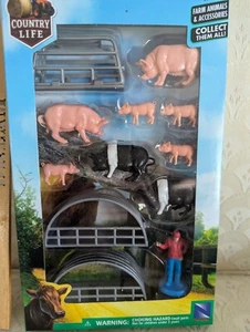 NEW RAY FARM ANIMAL SET = The PIG Farm RANCHER SET mit Zubehör + BONUS KATZEN - Bild 1 von 3