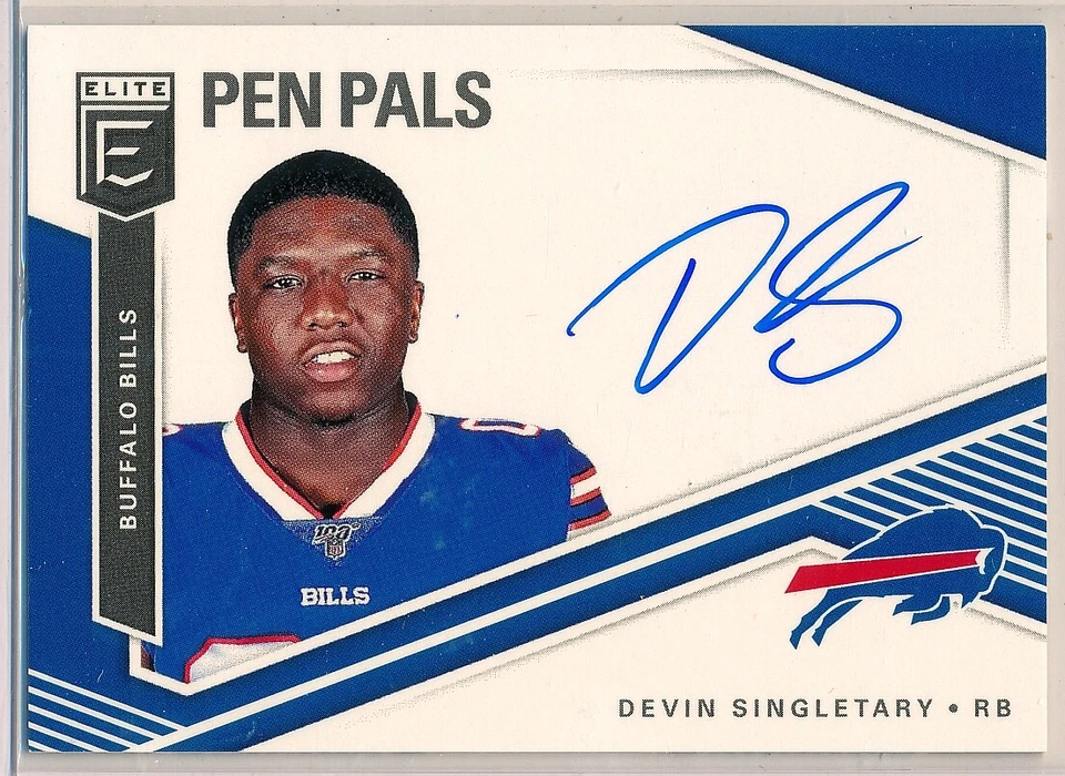 DEVIN SINGLETARY - 2019 Elite Pen Pals SP BLUE INK AUTO - Buffalo Bills RC - Image 1 of 2