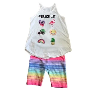 The Children's Place Beach Day Tank Top Striped Short Set Girls Size 5-6 - Picture 1 of 6