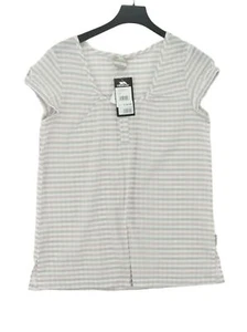Trespass Women's Top M White Striped 100% Cotton Sleeveless Round Neck Basic - Picture 1 of 5