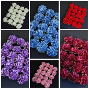 Pack of 20 Wired Paper Chrysanthemum Flower Heads, Colour Choice, 3.4cm - Picture 1 of 8