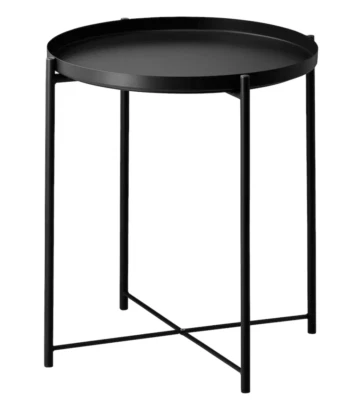 IKEA GLADOM Side Table w/Removable Tray Top, Steel Black 17 1/2 x 20 5/8" New - Image 1 of 4