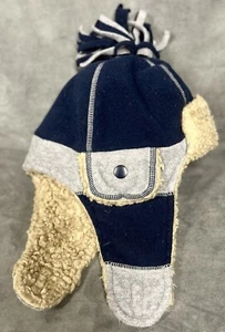 Baby Gap Boy’s Winter Hat, Size S/M, Blue & Grey Trapper Hat, Hat With Ear Flaps - Picture 1 of 9