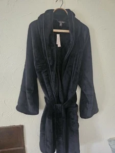 Victoria’s Secret Black Short Cozy Plush Robe, NWT Sz M/L - Picture 1 of 5
