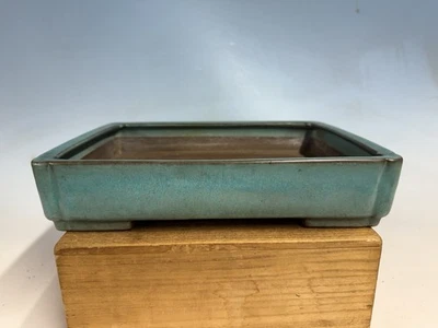 Maceta de árbol bonsai japonés esmaltado azul rectangular horno Tosui 12 1/8” impresionante esmalte Foto 1 de 4
