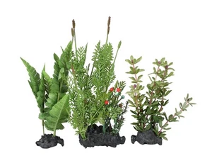 ® 3 Pcs Assorted Lifelike Green Aquarium Plastic Plant Decoration - Picture 1 of 7